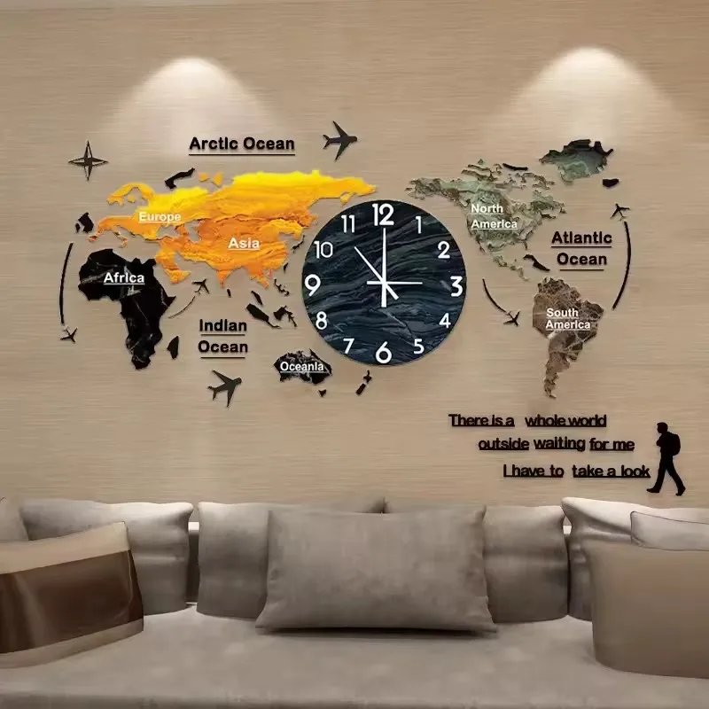 100x45CM Acrylic Wall Clock 3D DIY Large Wall Hanging Clock with Wall Stickers Home Decorations