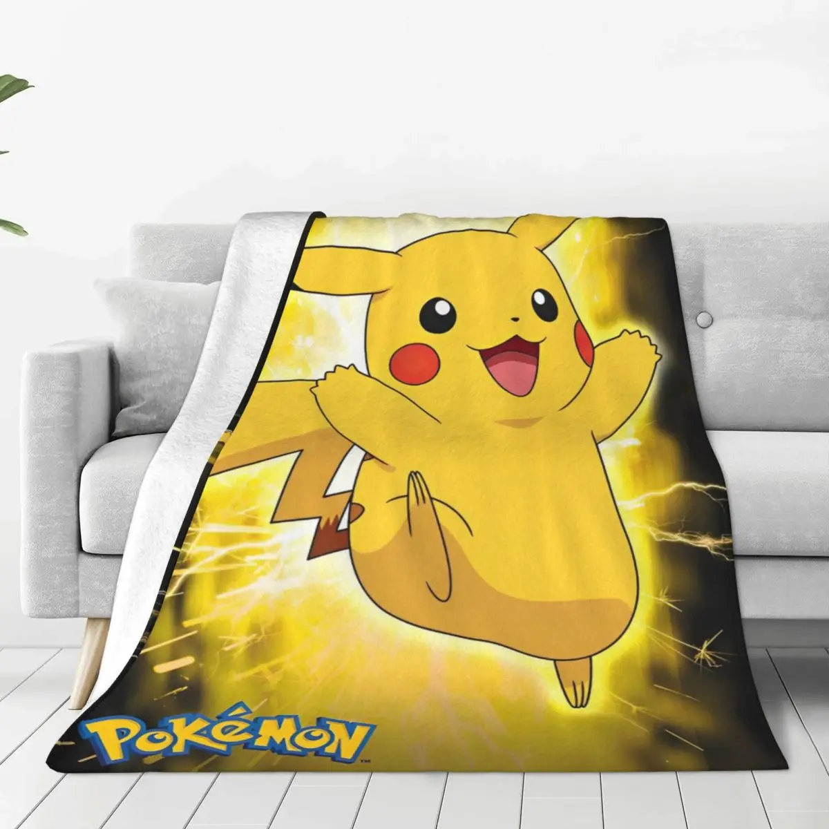 Pokemon Pikachu Anime Fleece Throw Blankets Cute Cartoon Game Blankets for Bedding Couch Lightweight Bed Rug