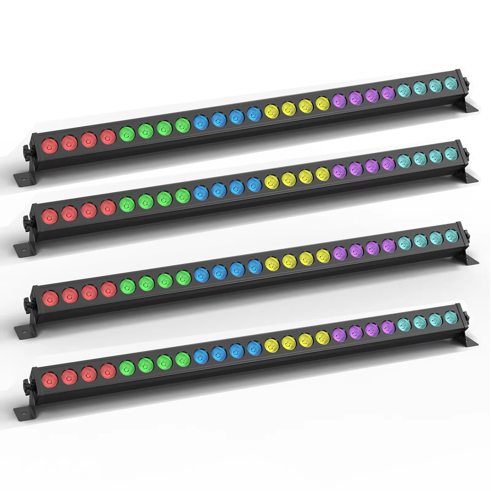 4 Stück 60W LED-Wallwasher-Licht 24X3W LED RGB Wash-Lichtleiste Bühnenlicht für Außendekoration von Gebäuden, Hochzeiten und Partys