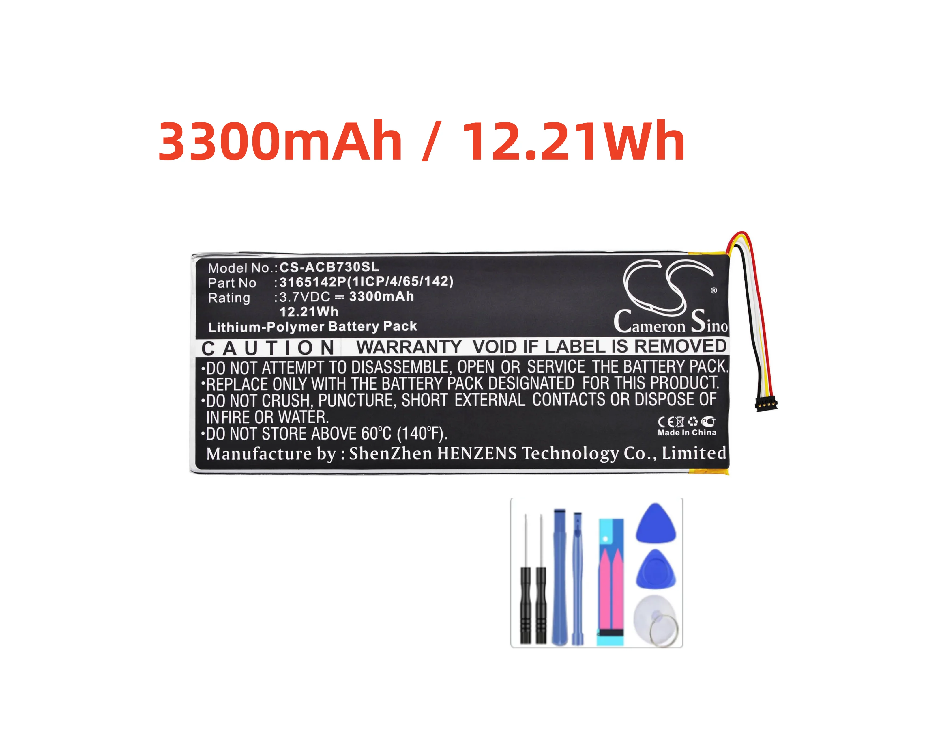 Cameron Sino 3300mAh Battery 3165142P, MLP2964137 for Acer A1402, Iconia One 7 B1-730, Iconia One 7 B1-730HD