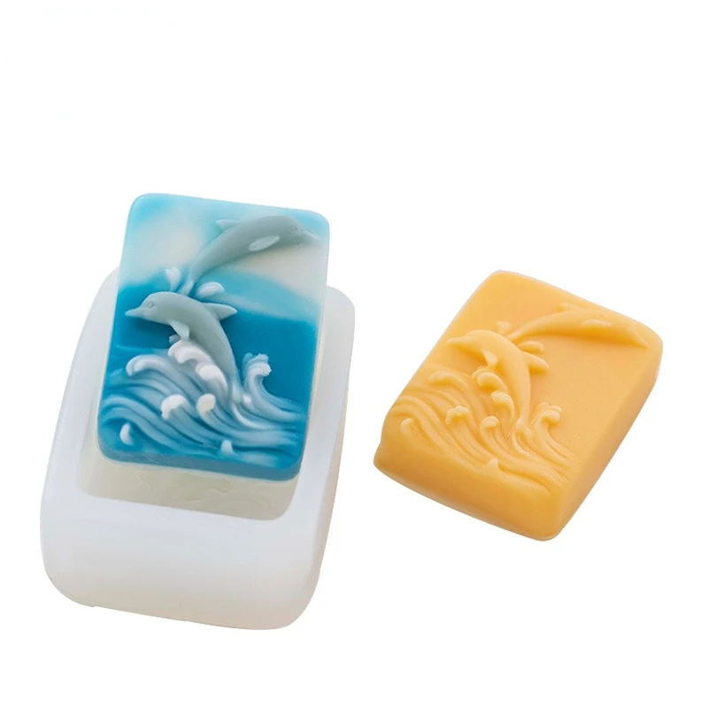 Surfing Dolphin Silicone Soap Mold DIY Relief Animal Soap Making Kits Handmade Cake Candle Mold Gifts Craft Supplies Home Decor