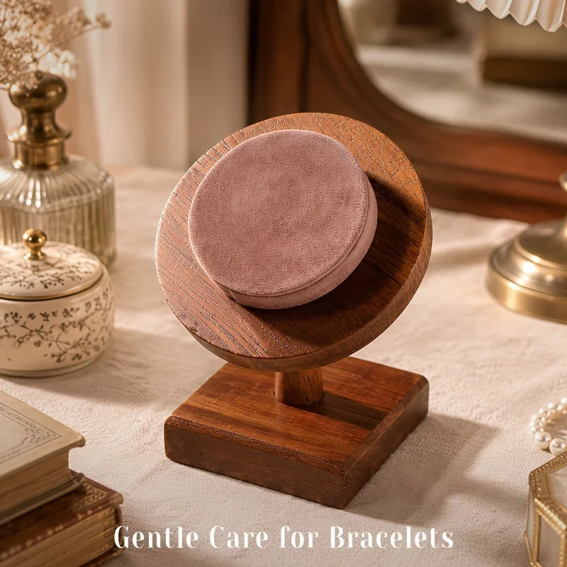 Walnut Wood Bracelet Display Stand Counter Bracelet Display Rack Desktop Jewelry Organizer Holder Studio Bangles Storage Shelf