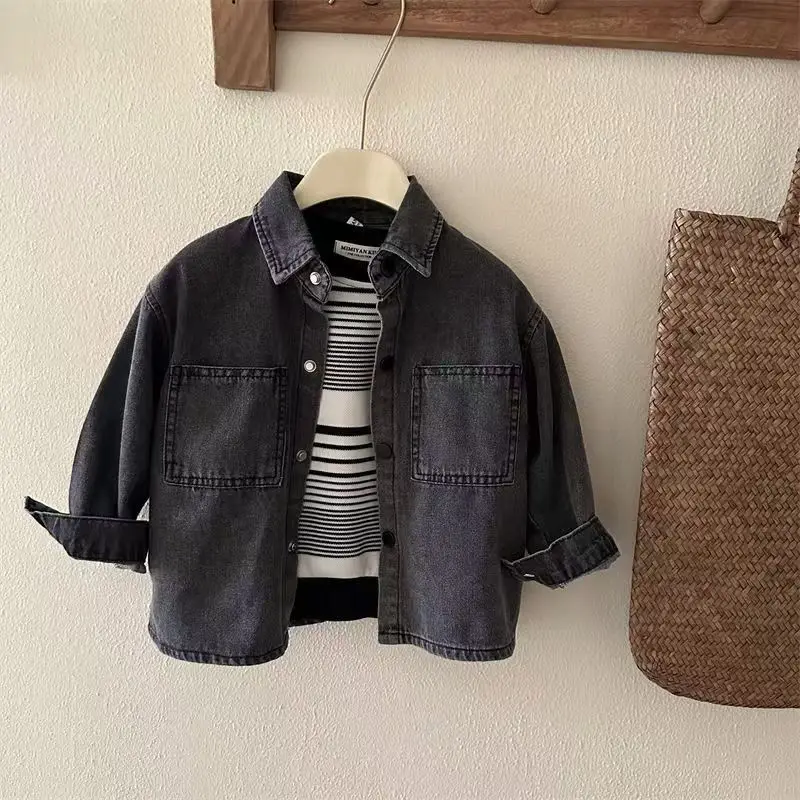 

Boys Autumn Denim Coat,2025 New Children's Thin Jacket Girls Casual Outerwear Spring New Fashion Clothes Kids Loose Shirt