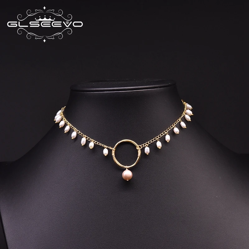 GLSEEVO-gargantilla de perlas de agua dulce Natural para mujer, collar para mujer, regalo de compromiso de boda, diseño Original fino, joyería hecha a mano, GN0185