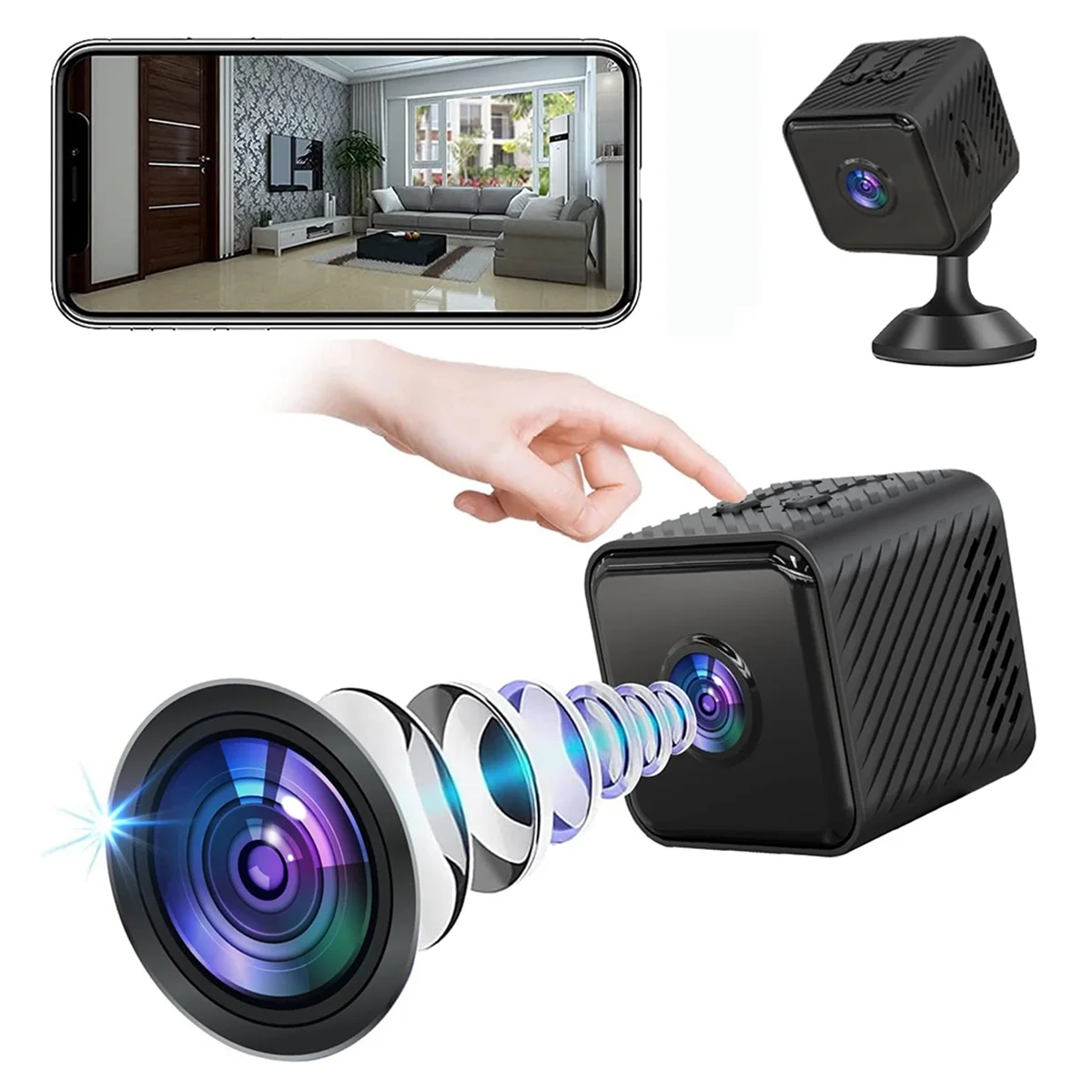 RISE 1080P HD Мини Wi-Fi камера Умный дом Защитная видеокамера ночного видения Профессиональное обнаружение движения Портативная