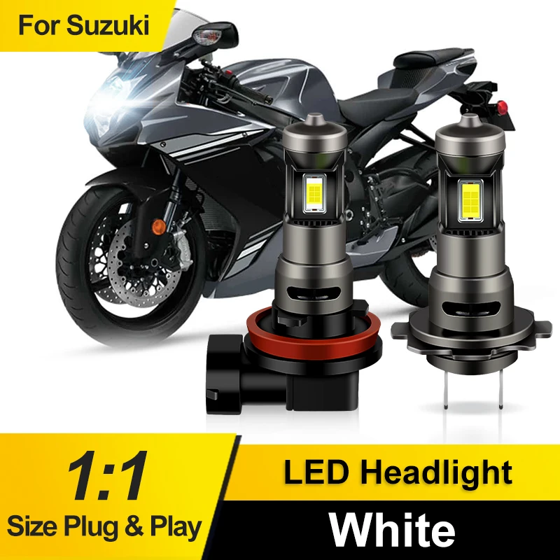 1/2PCS Fanless H7 LED Bulbs High Low Beam H11 Motorcycle Led Headlight Bulb H8 H9 For Suzuki GSXR600 2006 2007 2008 2009-2018