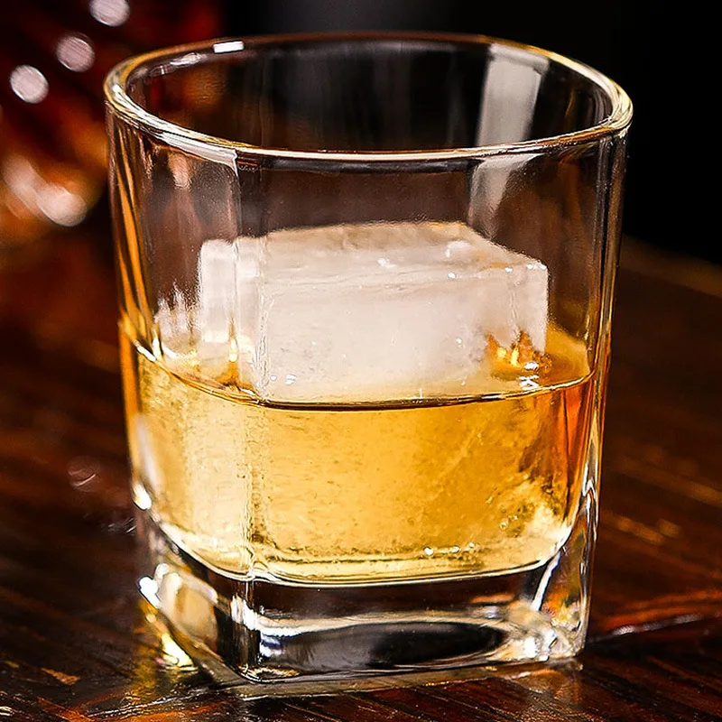 

285ml Square Cup Thickened Whiskey Cups Water Bottle Tea Beer Cup Bar Wholesale Household Simple Transparent Square Glass Cup