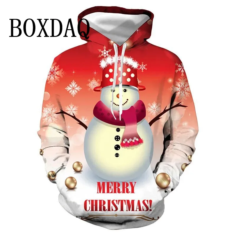 Divertido muñeco de nieve 3D árbol de Navidad Lunar sudaderas con capucha para mujer moda Hipster sudaderas invierno mujeres lindo Harajuku jerseys Sudadera con capucha