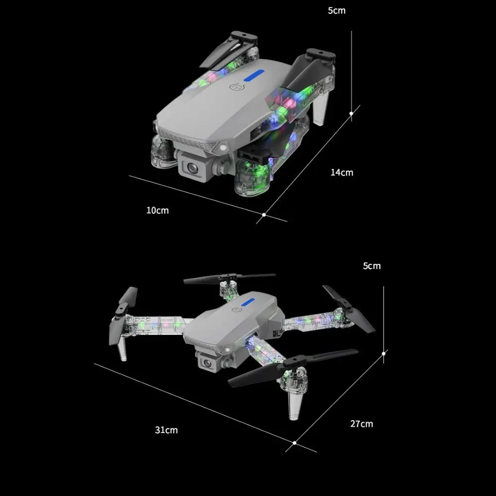 E88D E99D มินิ โดรน กล้อง 4K HD แบบเดี่ยว/คู่  รุ่นคงที่ความสูง  พับเก็บได้  รุ่นมีไฟ  ระบบ WiFi FPV มุมกว้าง
