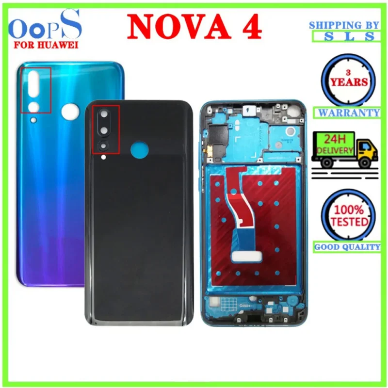 

Ready stock Nova4 Back Door Battery Cover Housing Back Glass Panel For Huawei Nova 4 LCD Front Middle Frame Bezel