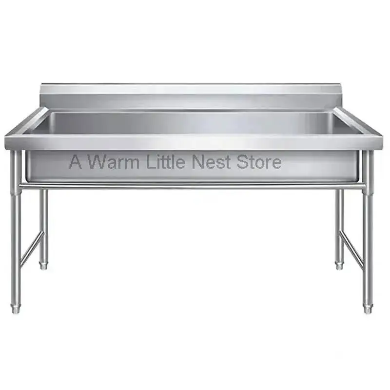 

Commercial Large Stainless Floor-standing Steel Dishwashing Single-tank Kitchen Sinks for School Canteen Outdoor Washing Sinks