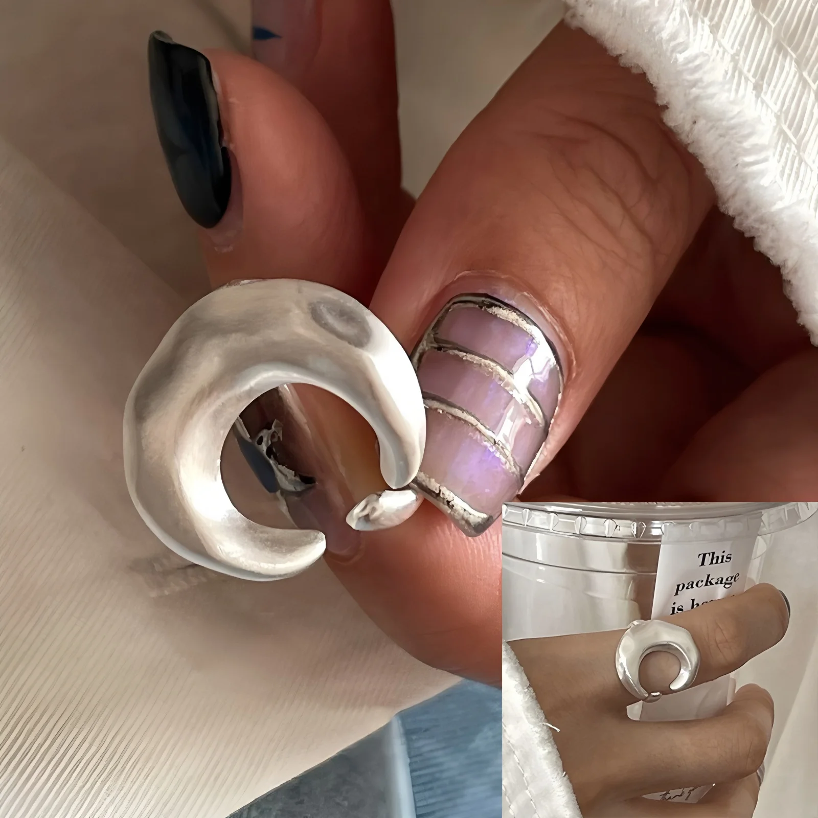 Women's Irregular Moonstone Ring, 925 Sterling Silver Gift