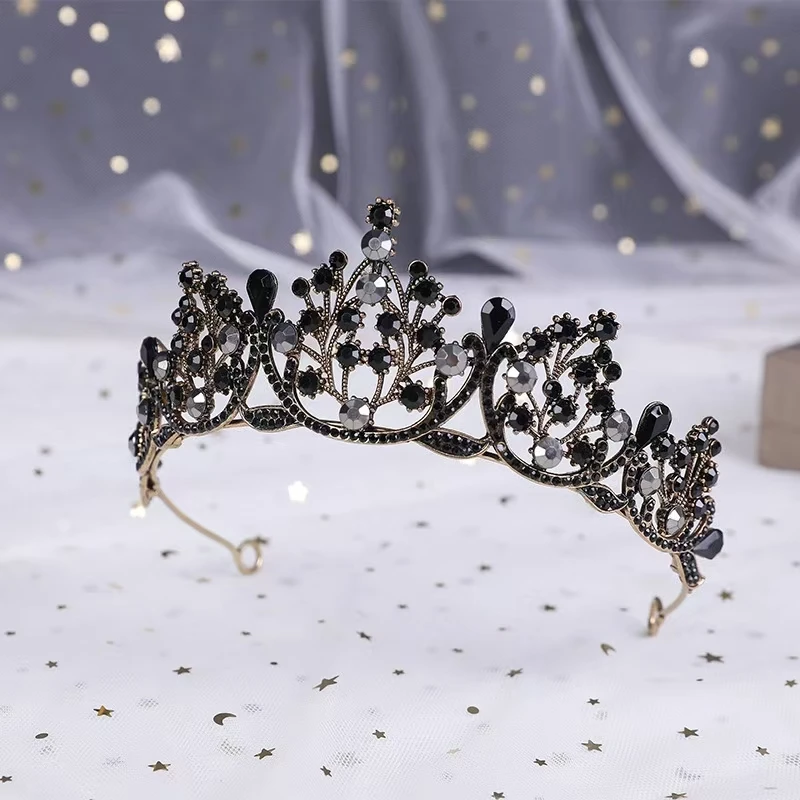 1 قطعة عصابات الباروك خمر كريستال التيجان العروس أغطية الرأس هالوين حفل زفاف الشعر مجوهرات حجر الراين تاج #4