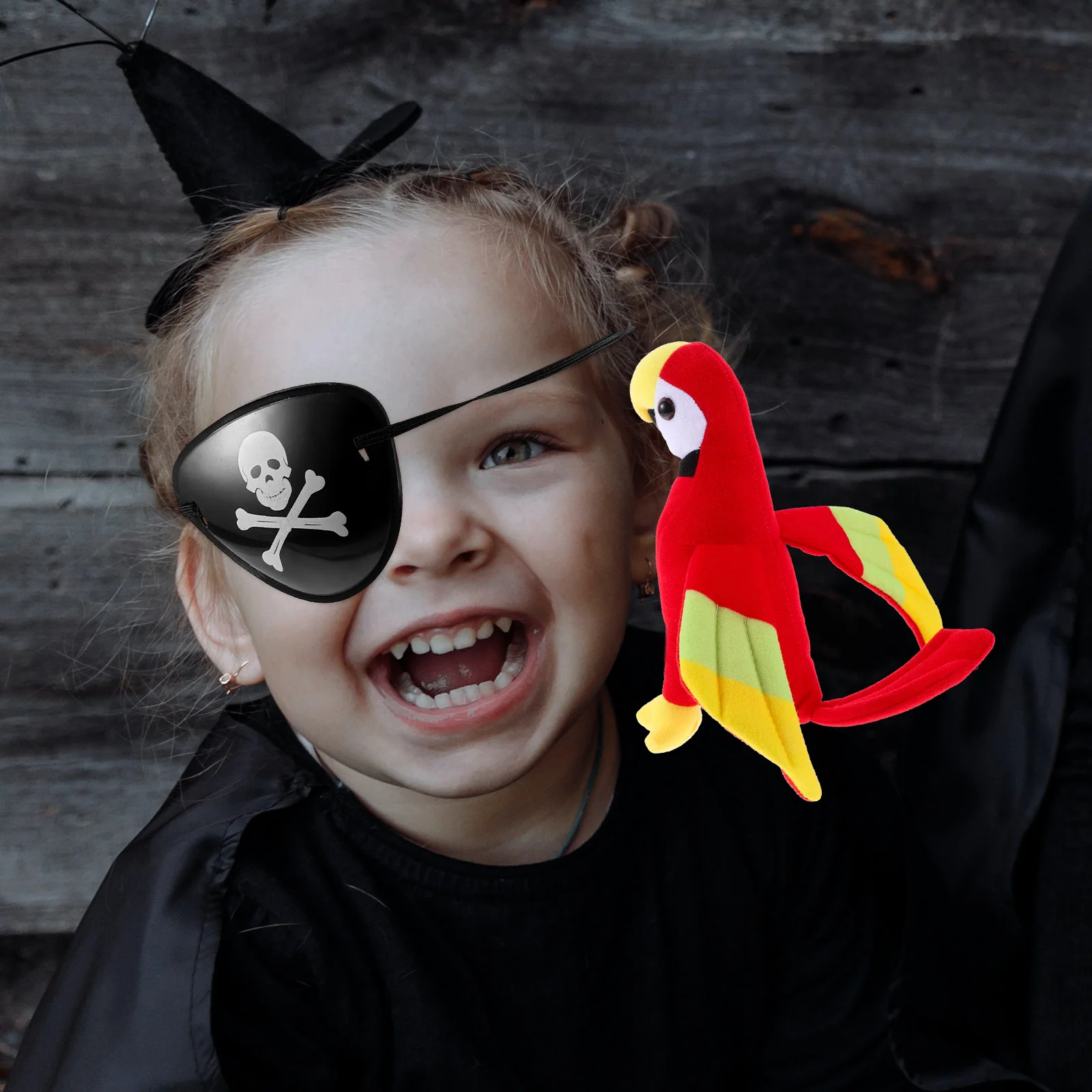 1 Set Piraat Cosplay Kostuum Kit Ooglapje Bandana Papegaai Accessoire Voor Halloween Pirate Party Maskerade Dress Up Game Nieuwigheid