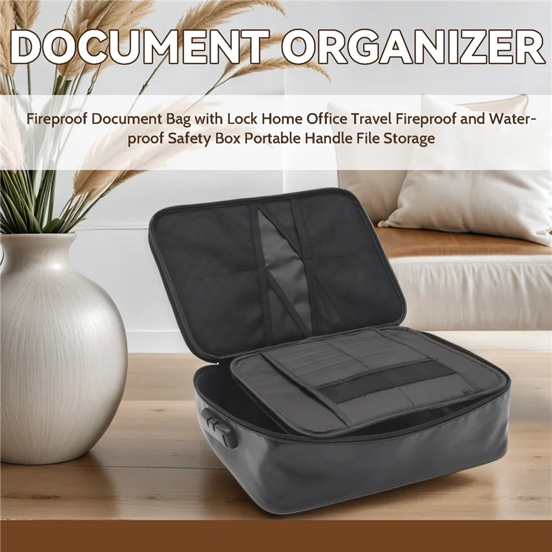 

Fireproof Document Bag With Lock Home Office Travel Fireproof And Waterproof Safety Box Portable Handle File Storage-ABRO