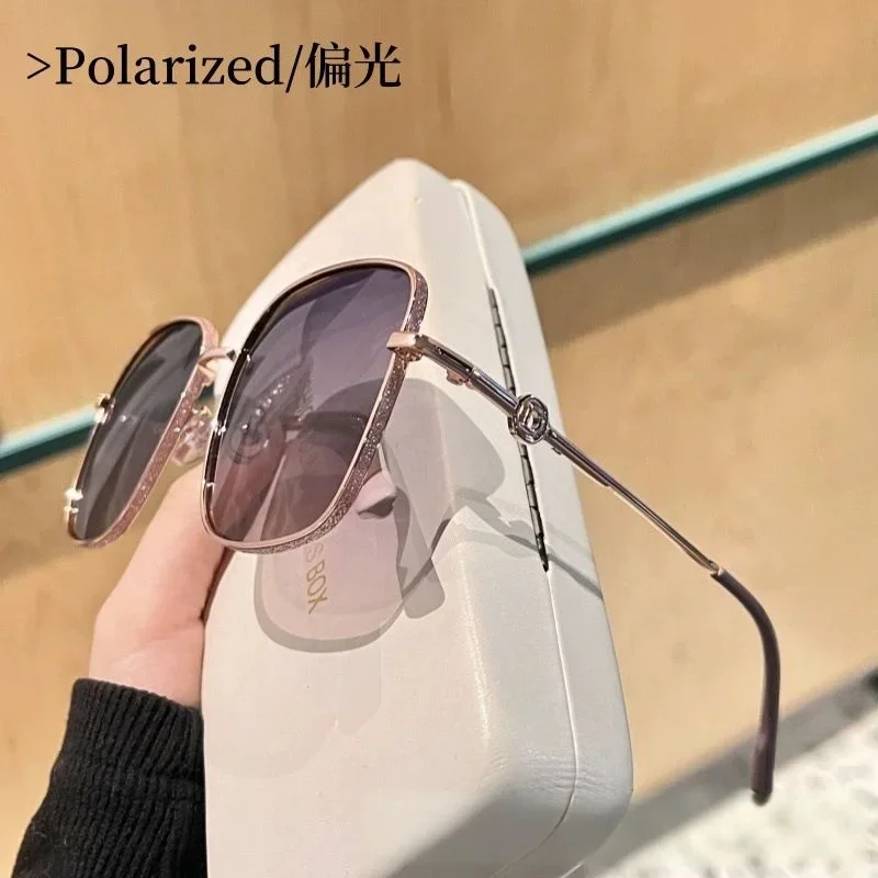 Glitzernde polarisierte Metall-Sonnenbrille für Damen, quadratischer Rahmen, UV-Schutz, hohe Qualität, neues Design 3174