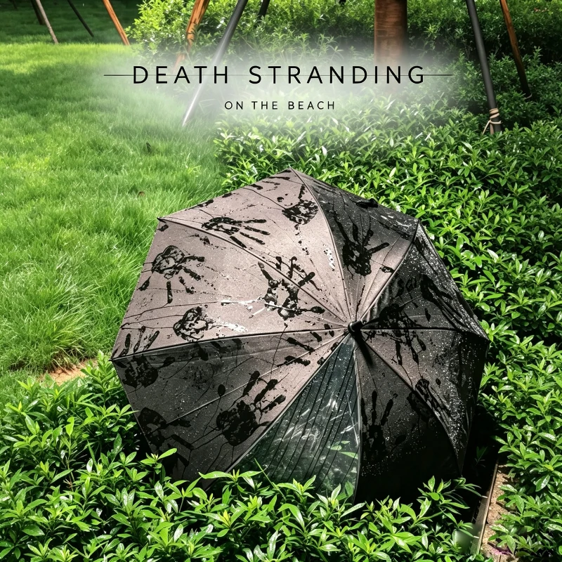 Game Death Stranding 2 On the Beach Time Fall Cosplay Prop Creative Transparent Automatic 3 Folding Umbrella Accessory Ornament