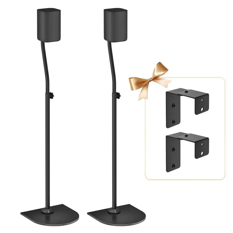 

Adjustable Speaker Stand Pair Extend 33 to 42 with Wall Mount for Samsung, Vizio, Bose, LG, Roku Rear Speakers and More Surround