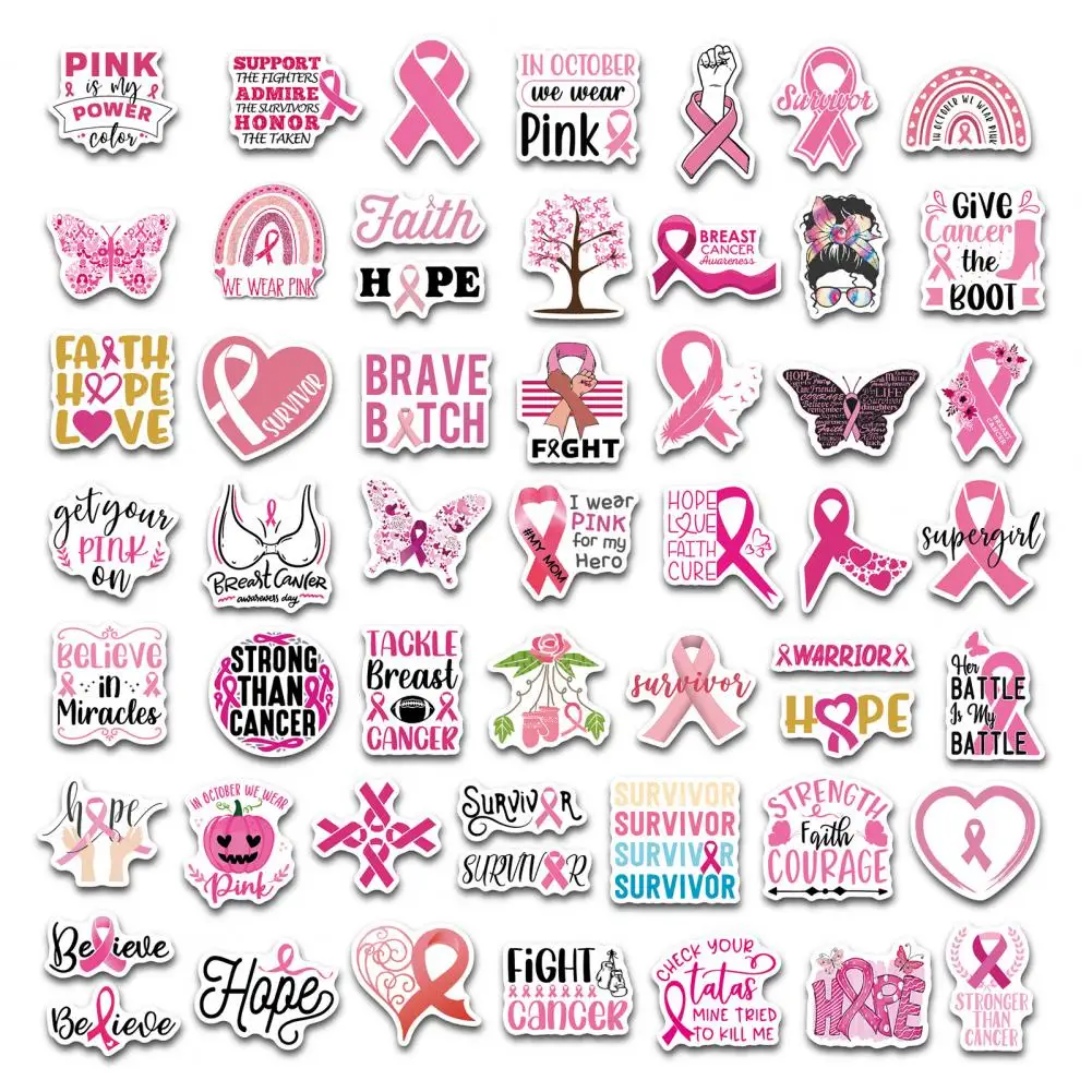 Waterproof Pink Ribbon Stickers Pink Ribbon Car Stickers Breast Cancer Awareness Pink Ribbon Car Decals Support Stickers