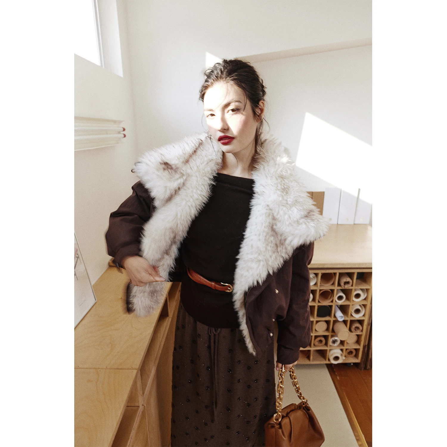 

Куртка Rosebanks Casual с отстегивающимся меховым воротником, двусторонняя, коричневая, хлопковая, винтажная, для повседневной носки, утепленная, с длинными рукавами, на молнии