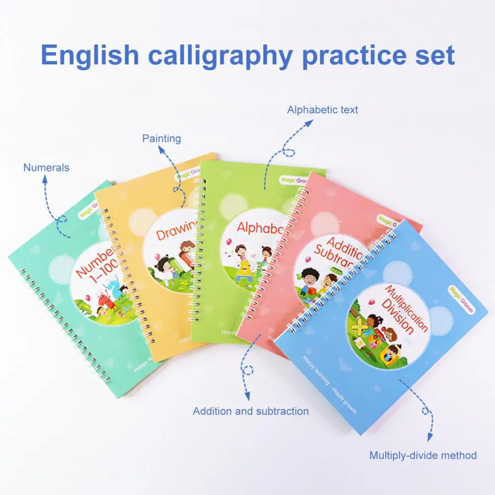 

Calligraphy Copybook Pen Refill Pack Enhance Children's Handwriting Skills with Reusable Grooved Copybook Set for School