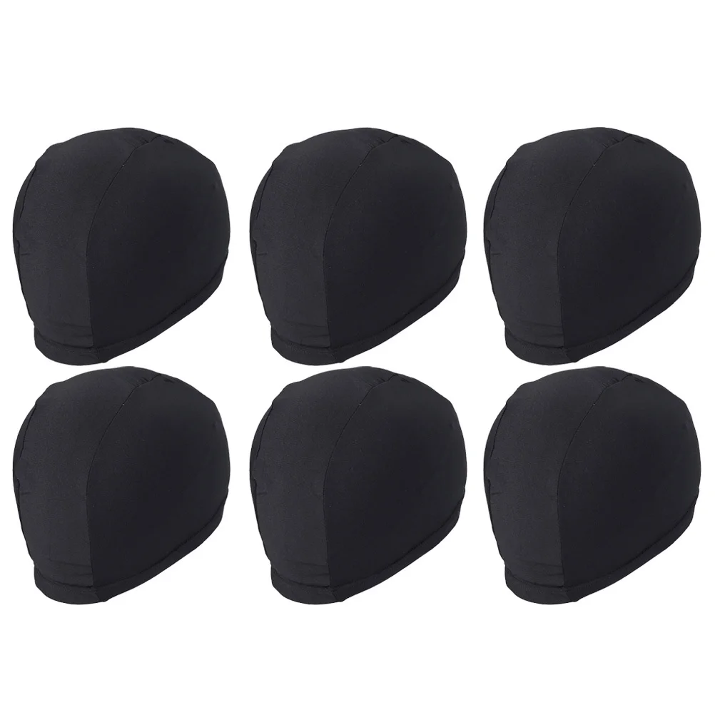 

6Pcs Polyester Swim Cap Solid Color Stretchable Lightweight Elastic Shower Caps Swimming Accessory for Adults Elastic Swimming