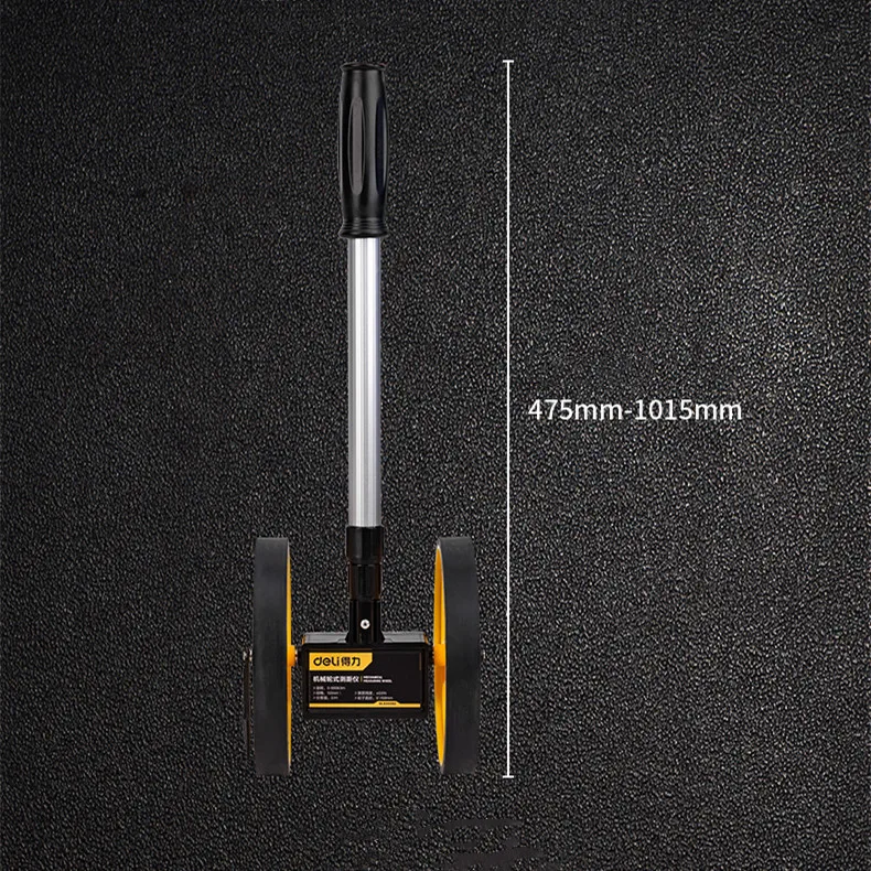 Deli格納式ハンドル2輪距離測定ホイール多目的ビルディング測定ツール0-9999m長距離計