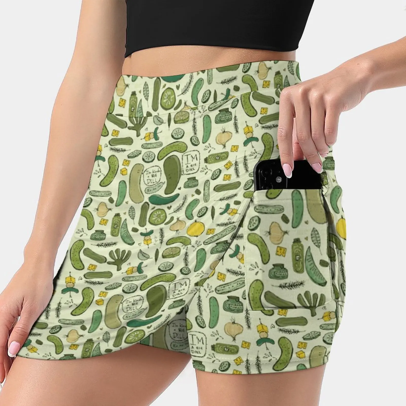 

Pickles Women's skirt Sport Skort Skirt With Pocket Fashion Korean Style Skirt 4Xl Skirts Pickles Snack Dill Food Cute Awesome