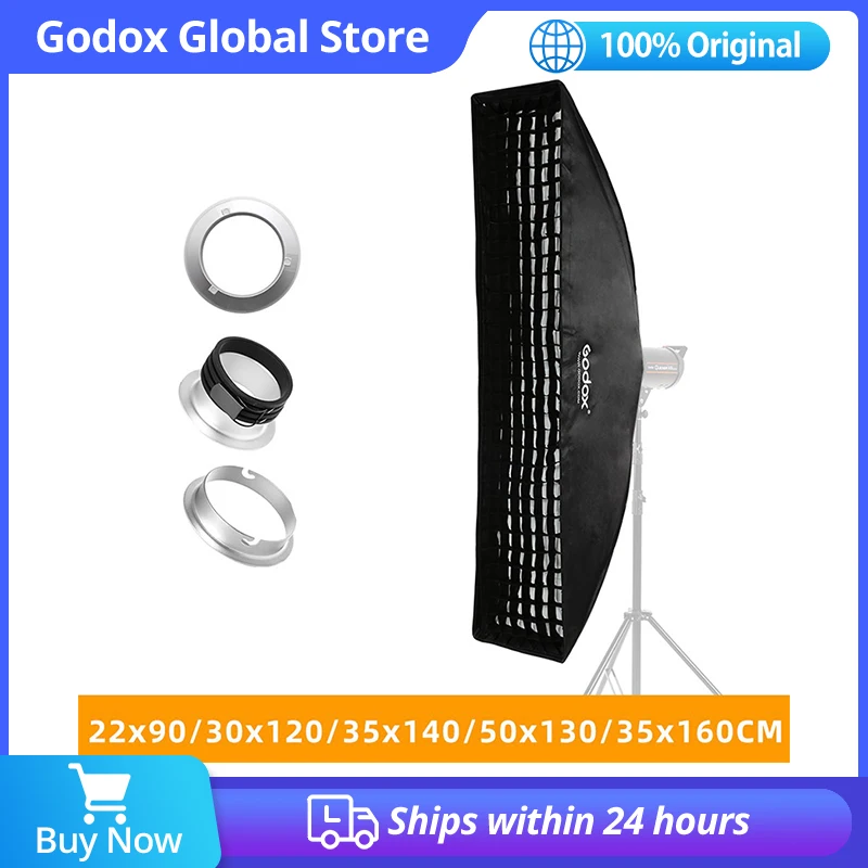 

Godox 22x90cm 30x120cm 35x160cm Rectangle Strip Honeycomb Grid Softbox for Bowens Elinchrom Mount Studio Flash Softbox