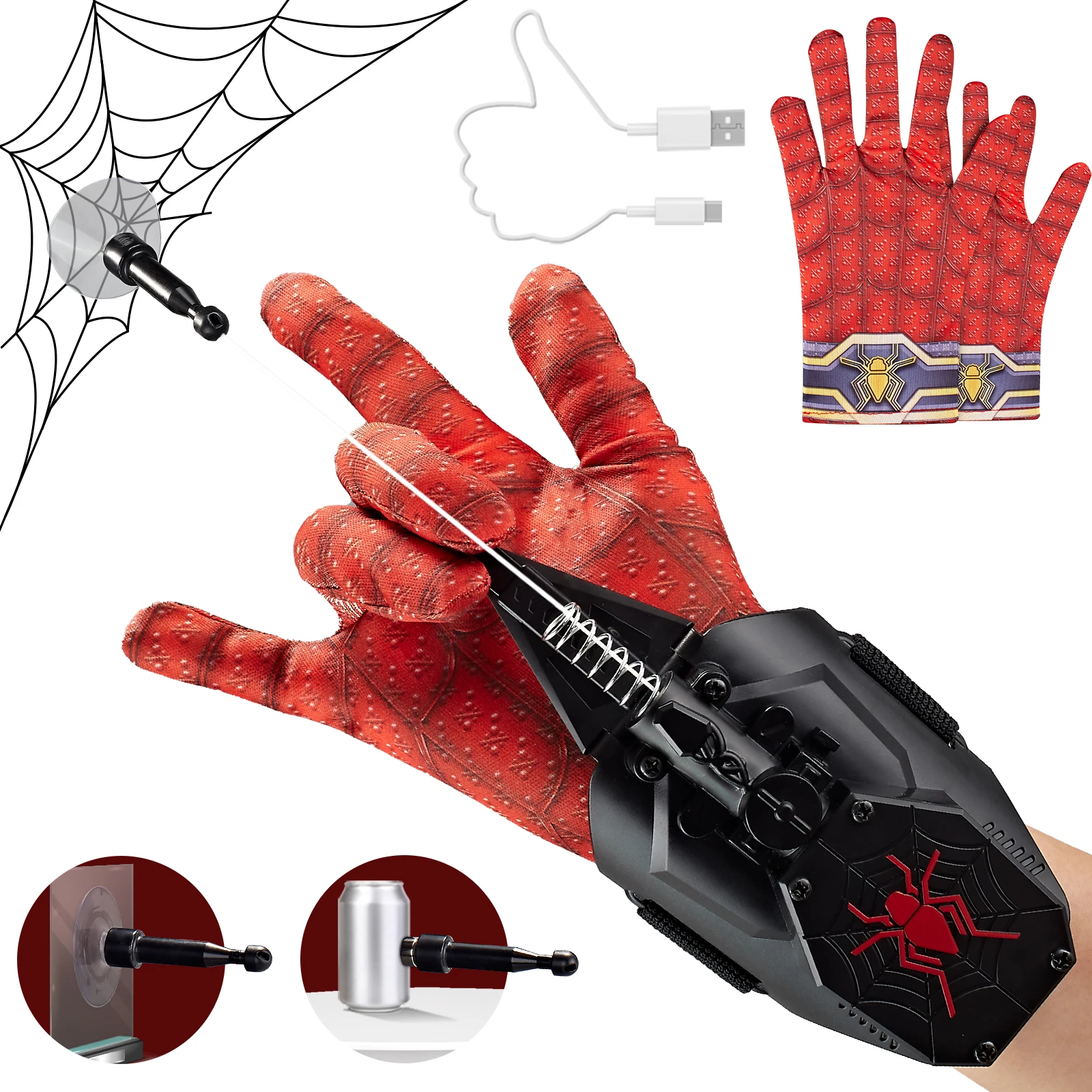 Electric Spider Shooters Toys Cosplay Spider Figure  Wrist Launcher Gloves Accessories Props Christmas Halloween Children Toy