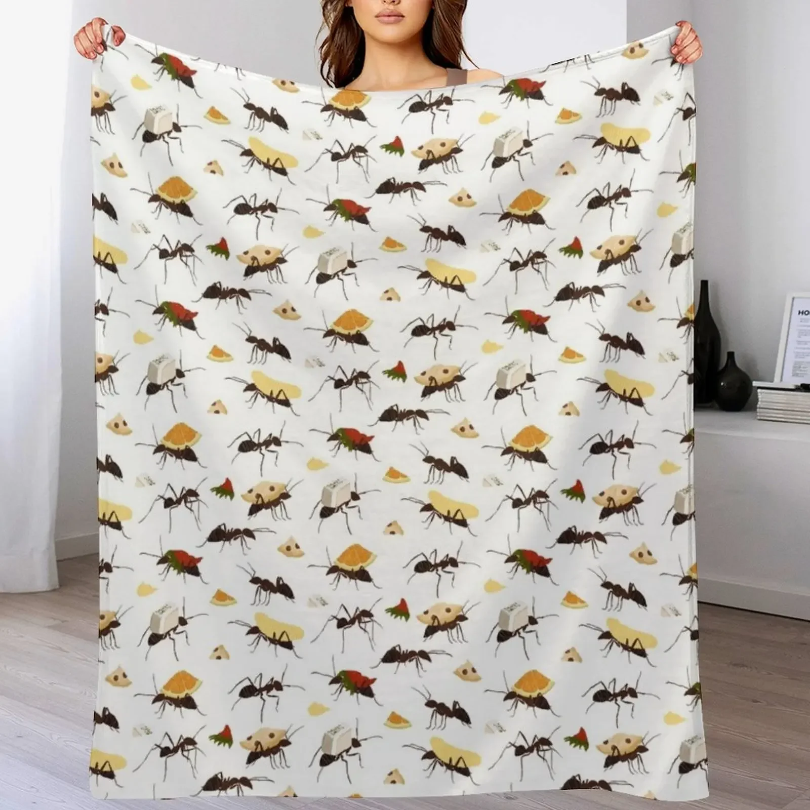 Ants Carrying Snacks Throw Blanket Soft Breathable Blanket for Night Sleeping