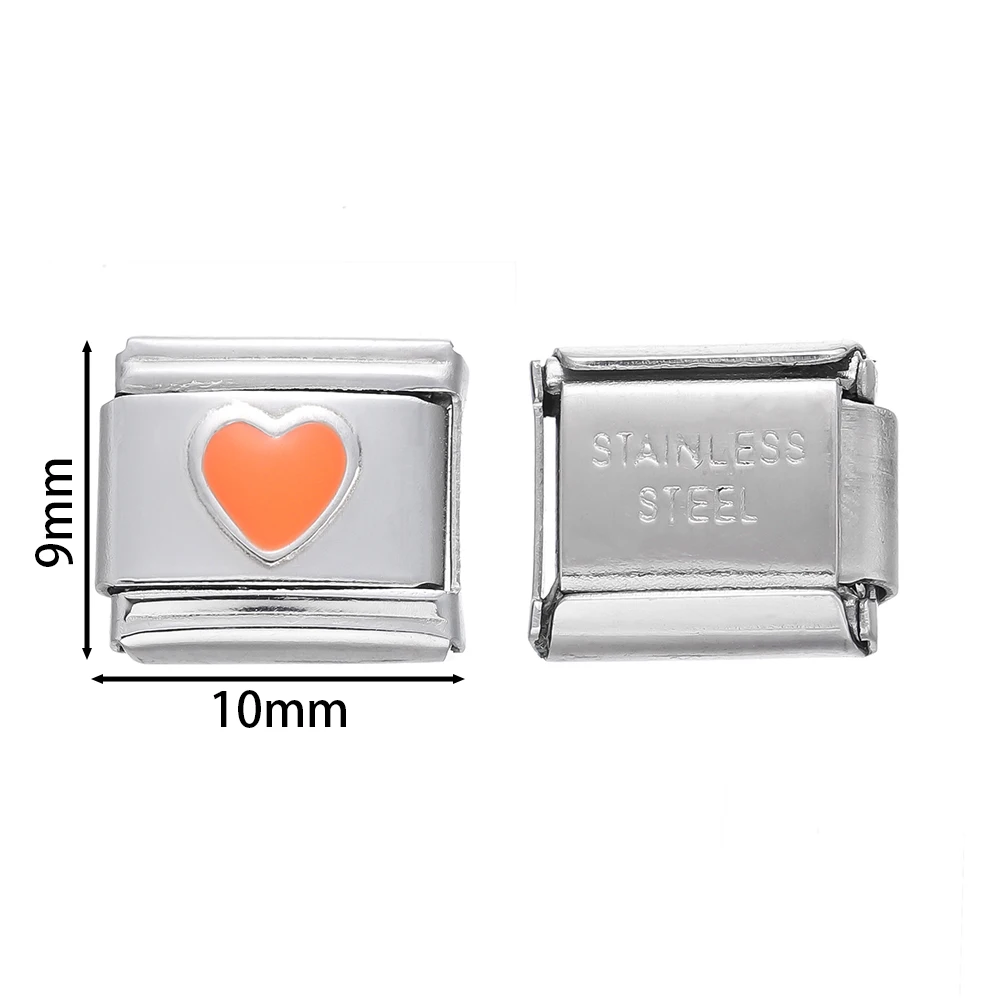 18Pcs Fashion Heart Charm Links Stainless Steel Square Module Fit Bracelet Anklet Making DIY Jewelry Supplies Accesscries