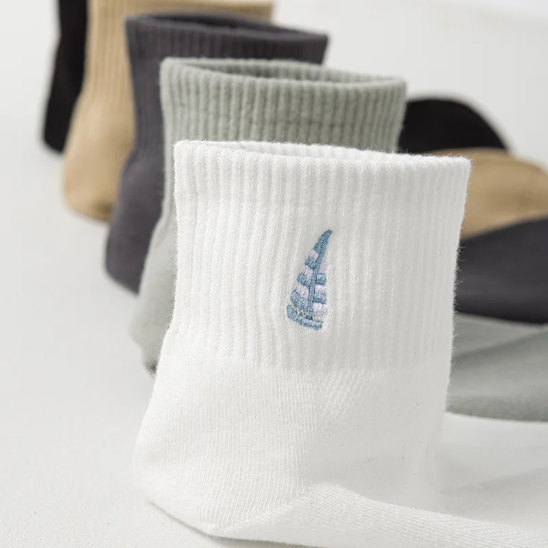 

Мужские тонкие весенне-летние хлопковые носки с дезодорантом, дышащие сетчатые носки средней длины, персонализированные парусные носки с вышивкой