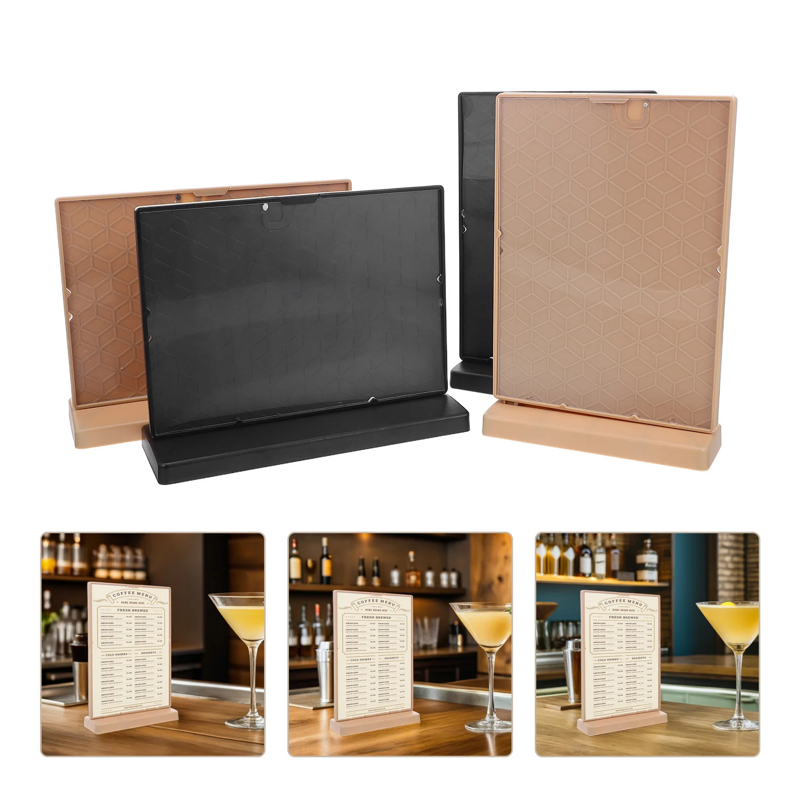 

4Pcs Menu Display L-Shaped Holders Scratch-Resistant Double-Sided Stand for Cafe Counter Menu Holder Table Signs