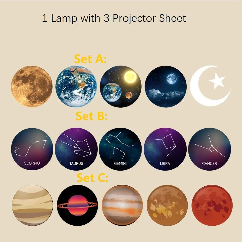 15 patterns Ins Moon Projector Light Starry Sky Projector Rotate Planetarium Lamp Wall Lights room decor led Night Light