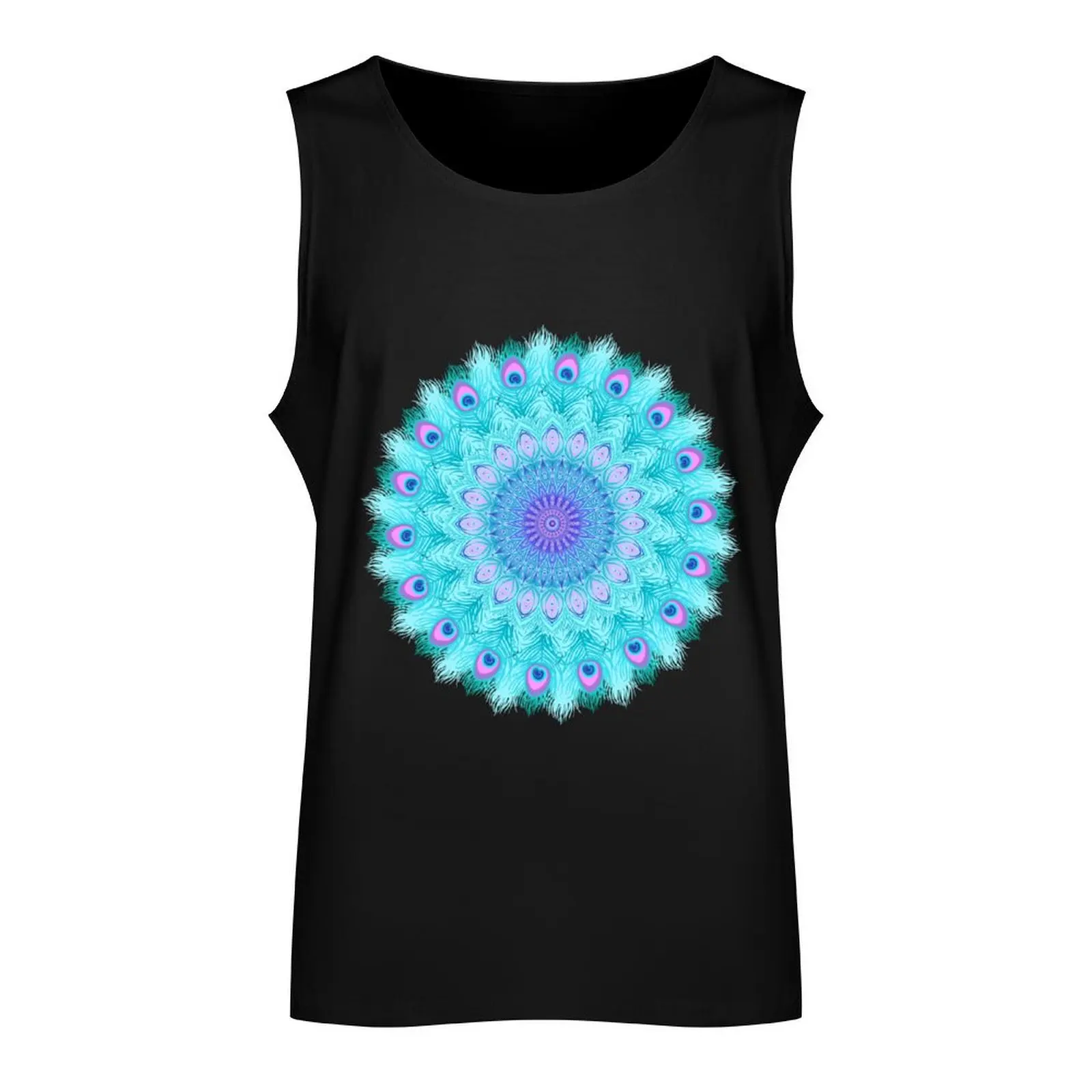 Peacock feathers mandala Tank Top men gym clothing Sports shirt man