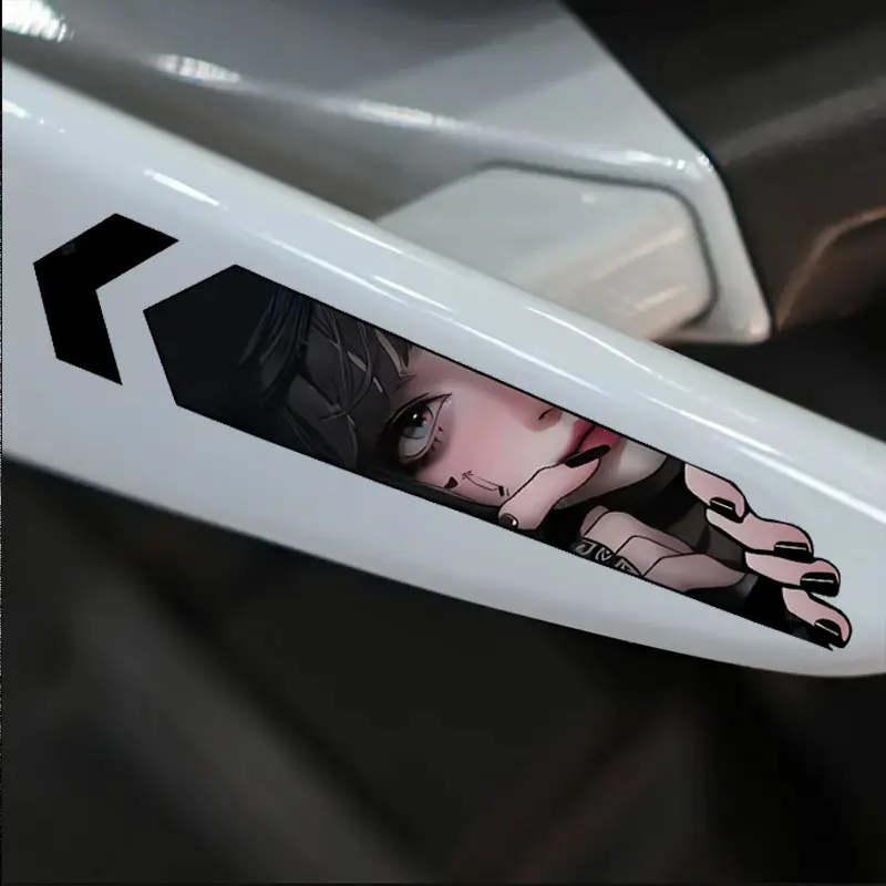 

JDM Anime Peeking Girl Stickers 1 Pair Waterproof Vinyl Decals for Motorbike Fork Suspension Decoration