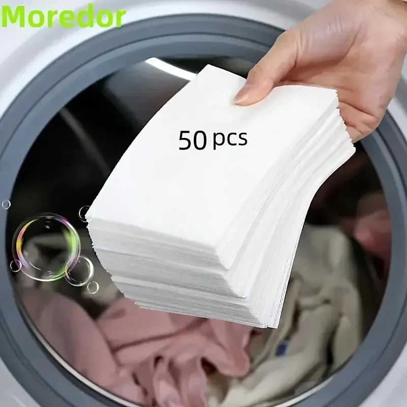 50 Stück biologisch abbaubare Waschmittelblätter, hypoallergen, keine Flüssigkeit, umweltfreundliche Streifen für Reisen, Camping, Zuhause, Handwäsche