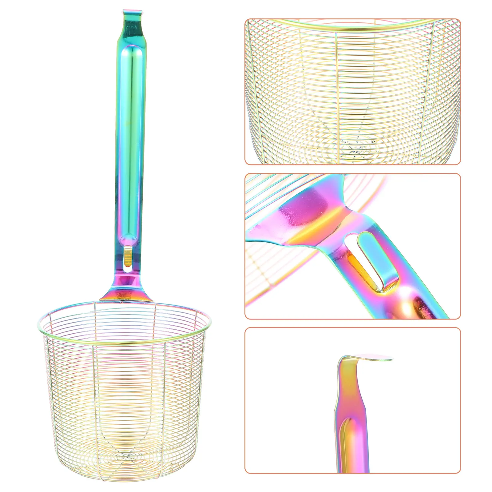 

Stainless Steel Large Size Powder Fence Mesh Strainer Noodle Food Long H Practical Cookware Pasta Vegetable Oil Fry