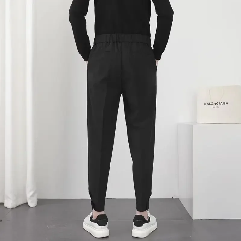 Tapered Loose Men\'s Sweatpants Elastic Waist Small Feet Pants Korean Fashion Casual Male Blazer Trousers Streetwear