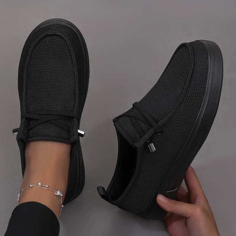 Outdoor Walking Men Casual Sneakers Solid Color Breathable Upper Wear Resistant Outsole Minimalist All Match Flat Shoes