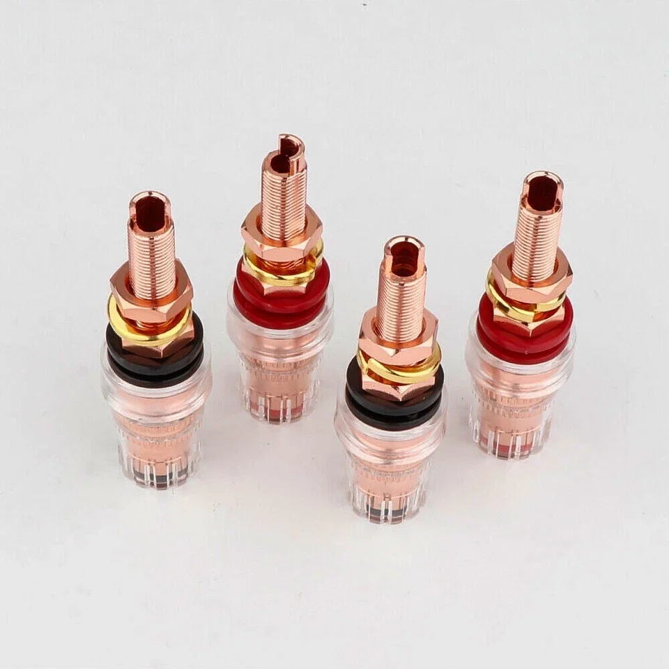 4PCS Hi-End Pure Red Copper Plated Hifi audio Amplifier Speaker Banana Plug Female Terminal Binding Post Socket