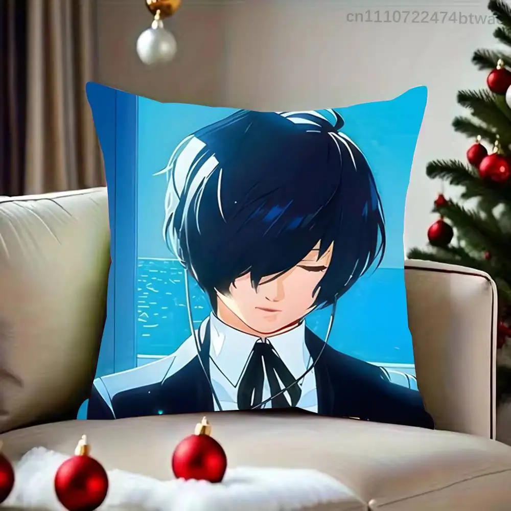 P-Persona 3 Makoto Yuki Pillow Case For Sofa Bedroom Living Room Plush Cushion Cover Decorations and Protector