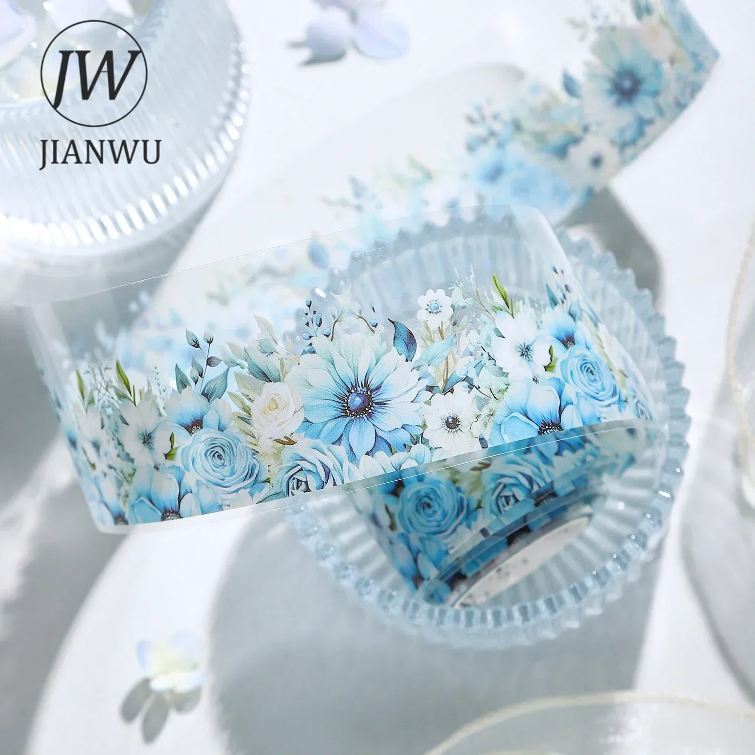 JIANWU 50mm*200cm Snowy Garden Series Vintage Plant Flower Landscaping Material Collage PET Tape Creative DIY Journal Stationery