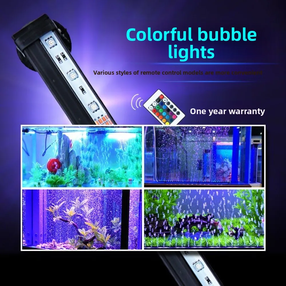 Aquarium Fish Tank Air Stone with Automatic Color Changing Dimmable LED Light Submersible Day And Night Cycle Lighting System