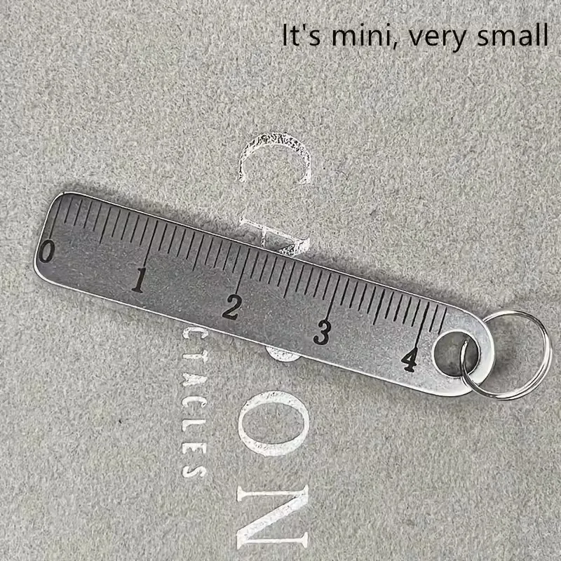 Stainless Steel Mini Ruler Keychain Portable Measuring Tool Metal Ruler Key Ring Keys Holder Small Pendant School Office Supplie