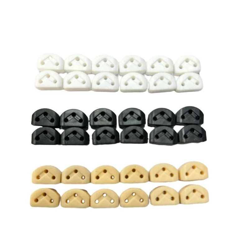 652D 12Pcs Plastic Guitar String Ties Bridge Beads, 3 Hole Guitar String Bridge Beads String Fasteners for Classical Guitars