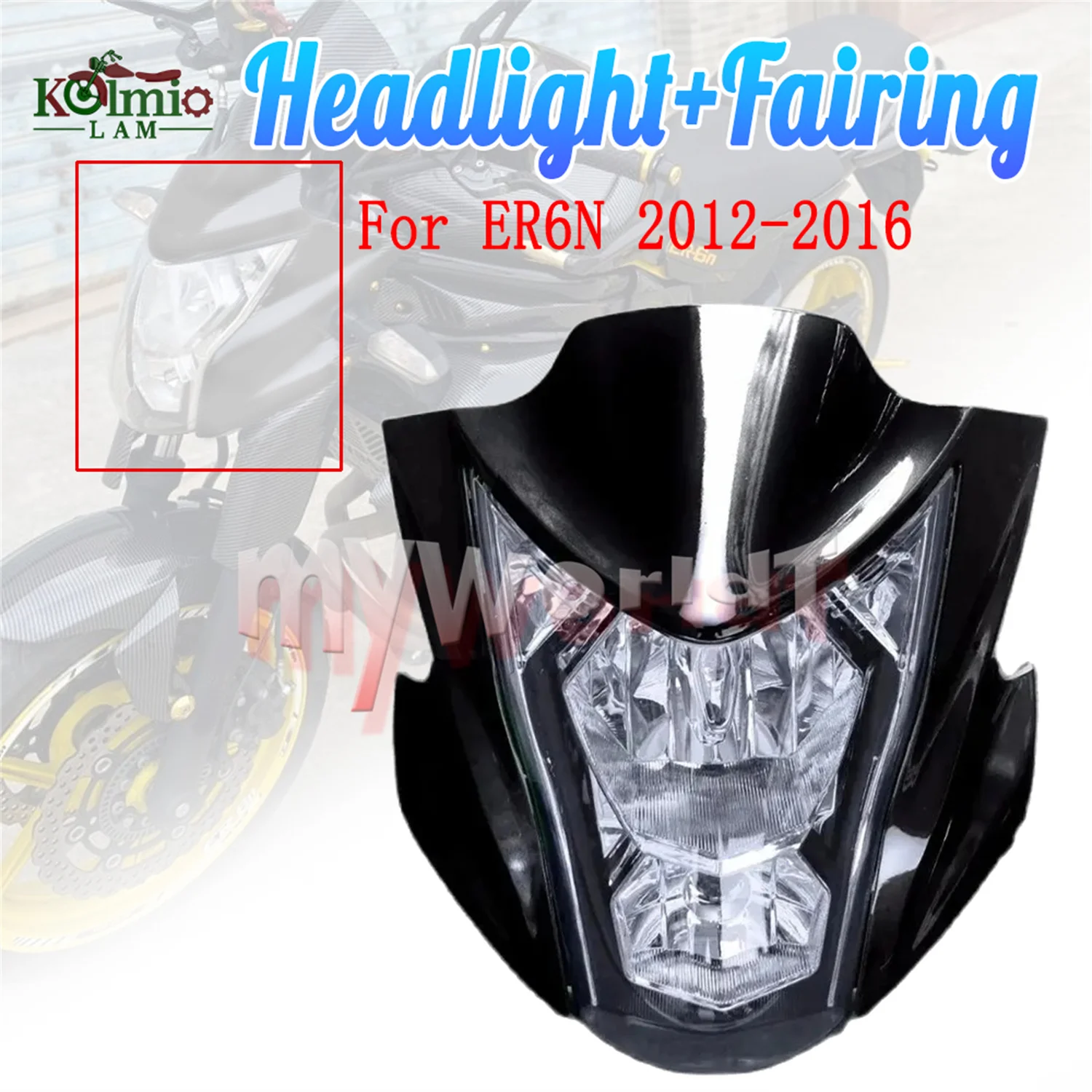 Fit For Kawasaki ER6N 2012 - 2016 ER 6N Motorcycle Headlight Assembly Headlamp Light House + Fairing