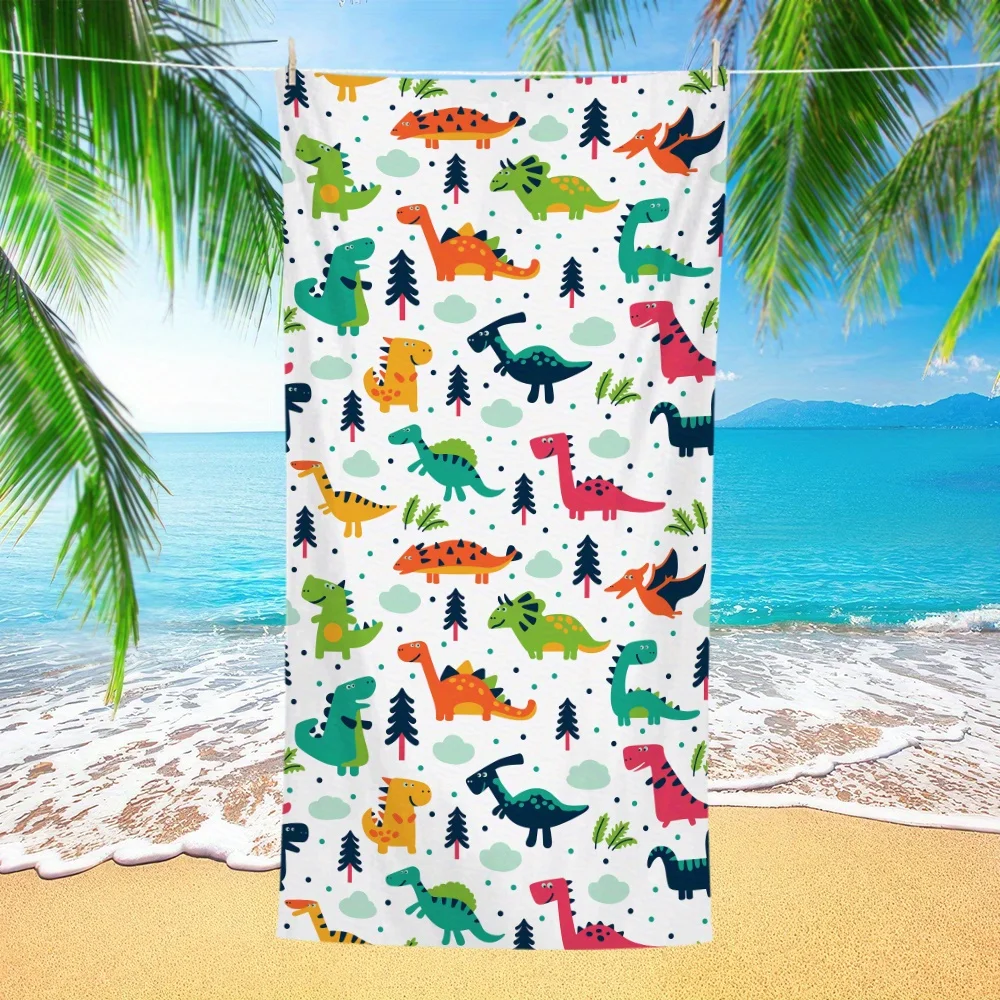Colorful Dinosaur Pattern Beach Towel Patterned Sunscreen And Windproof Suitable For Swimming Pool Camping Travel Blanket
