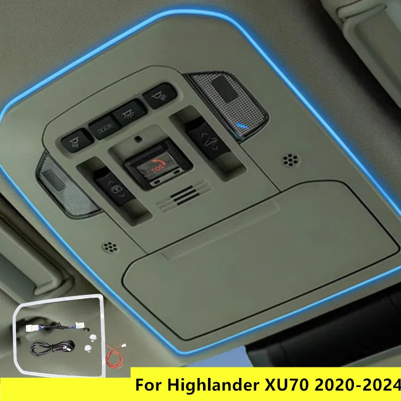

For Toyota Highlander XU70 2020-2024 Roof reading light LED Atmosphere Lights Ice Blue Car Interior Decorative Lamp